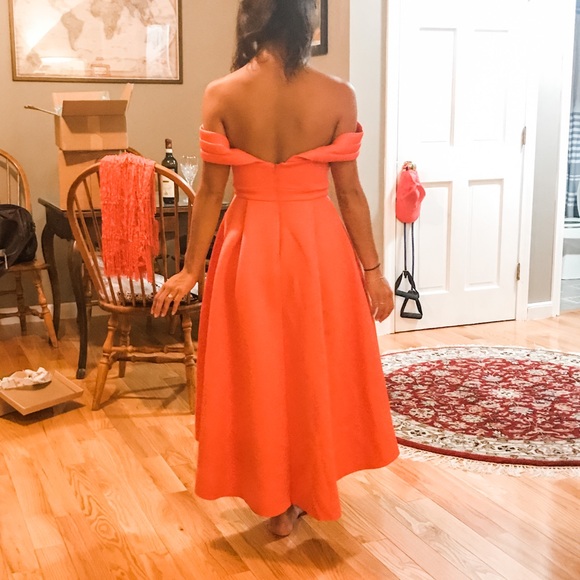 COPY - Coral ASOS SZ 2 Off the Shoulder Midi Dress - Picture 5 of 6